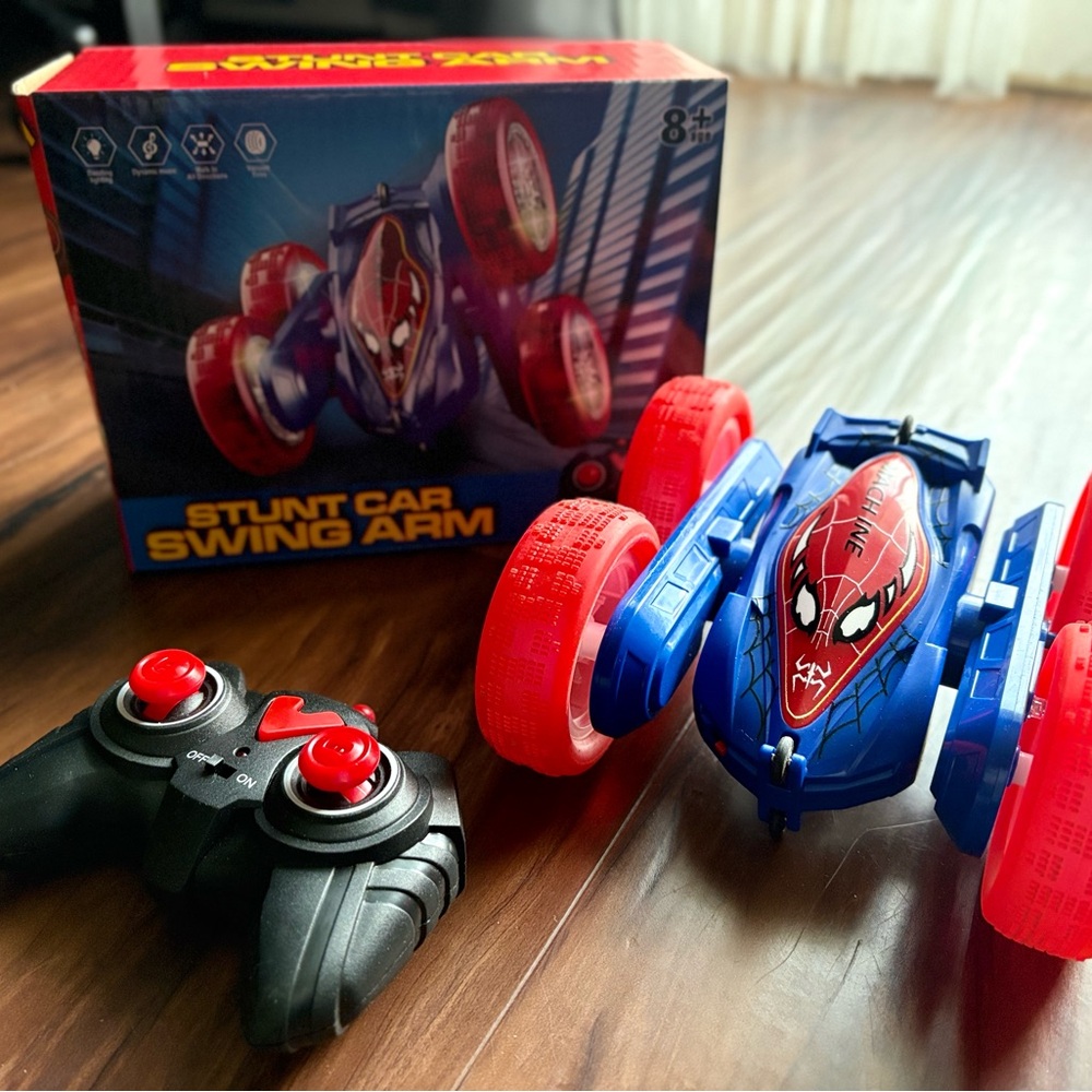 Brand New Spider Themed Stunt Car with Remote Control, Kids Stunt Car, Kids Gift
